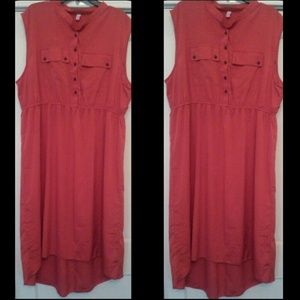 Orange 100% polyester high low dress..