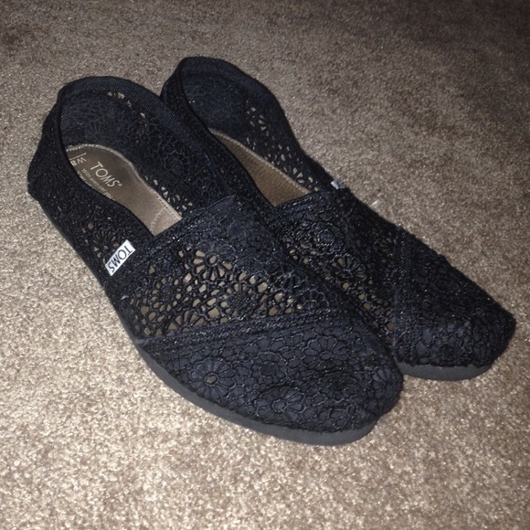 Black crochet toms