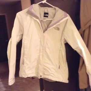The North Face white rain jacket