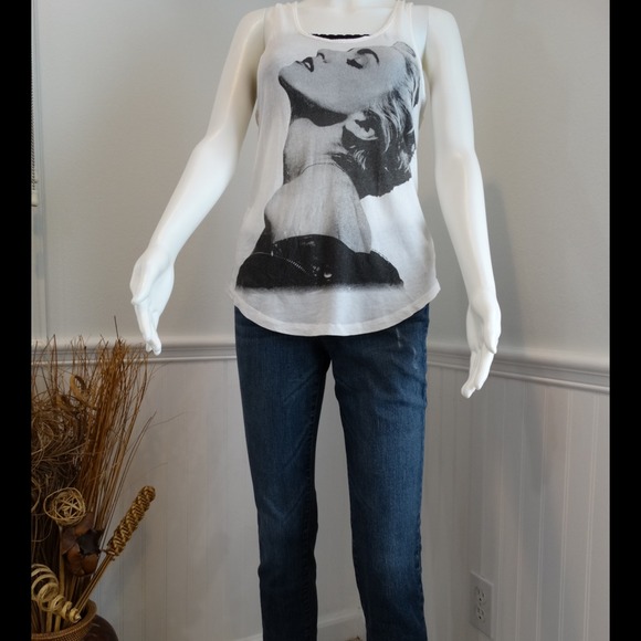 Madonna Racer Back Tank Hi Lo White