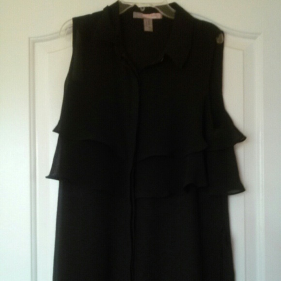 Black sheer top with ruffles