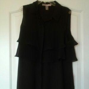 Black sheer top with ruffles