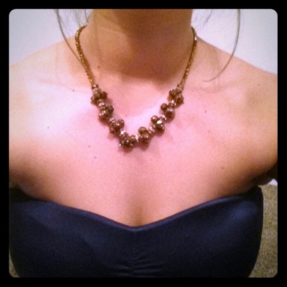 Amber colored beaded necklace