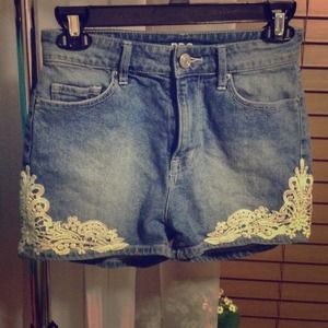 High-waisted denim shorts