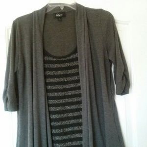 Black and silver tank and cardigan