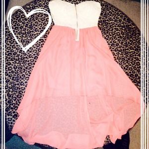 RESERVED****High-low coral and white bustier dress