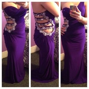 Purple sexy & sleek prom dress silver beading