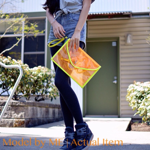 Clutches & Wallets - Transparent orange envelope clutch