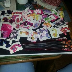 Lil girls hair ties + hair chop sticks