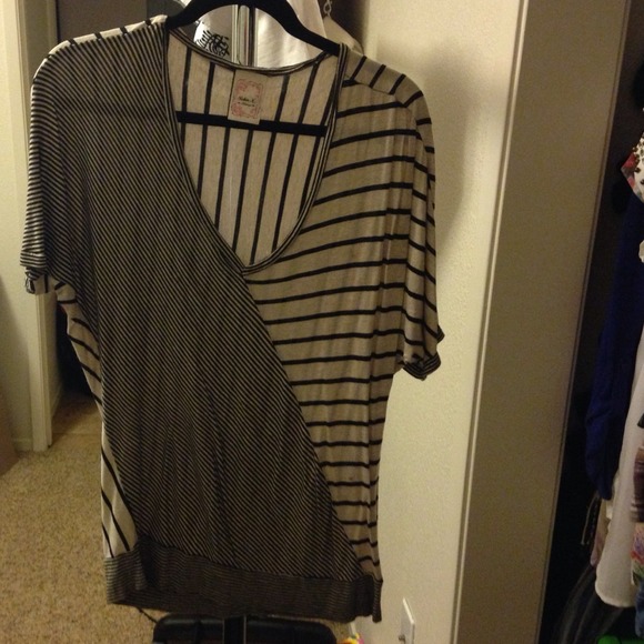 Cute tan/ black striped shirt