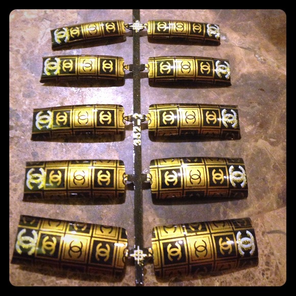 Gold & black Nail Tip, and pink and gold nail tips