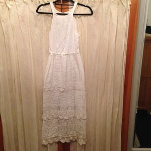 ASOS White Lace & Cotton Midi Dress