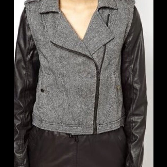 Greylin faux leather sleeves jacket
