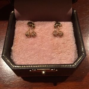 Brand new Juicy Couture gold cherry drop earrings.