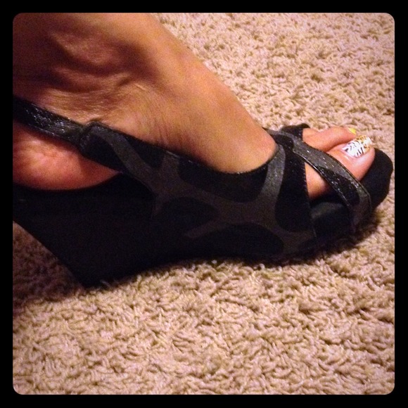 Shoes - Grey and Black Wedges