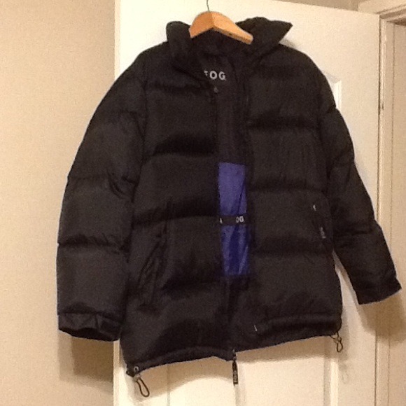 Black goose down jacket.
