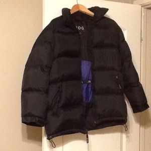 Black goose down jacket.