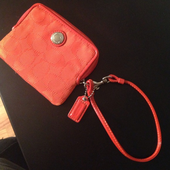 Orange Coach Wristlet - Picture 1 of 4