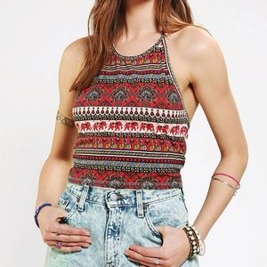 Urban Outfitters Cropped Halter Top - Elephants