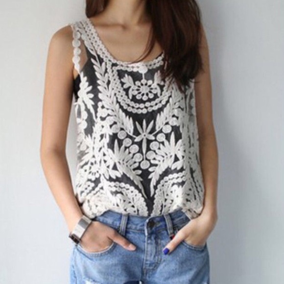 ❤️SOLD OUT IN WHITE❤️Crochet Lace Top - Picture 2 of 3