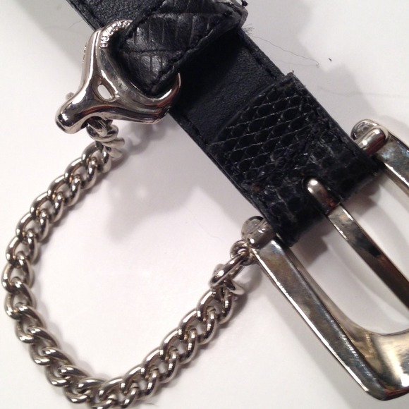 Unique Silver & Gold Bolt Metal & Leather Belt S