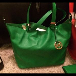Michael Kors green leather bag