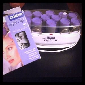 Hot rollers and additional clips.