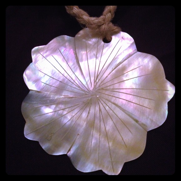 Handmade natural shell, hemp and wood necklace