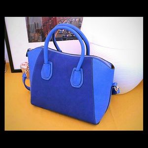 Cobalt Blue suede and faux leather purse