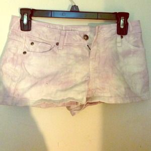 Purple and White Tie dye denim shorts.