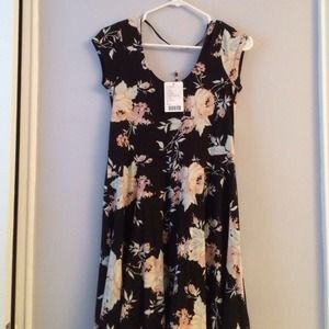 Black floral Urban Outfitters spring dress