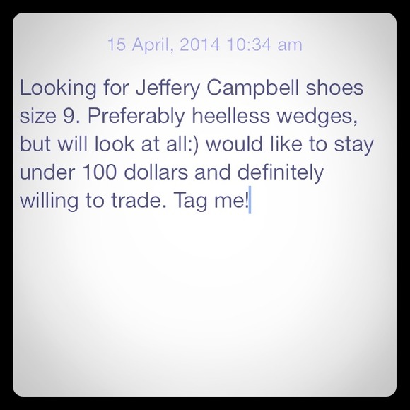 Looking for Jeffery Campbell shoes size 9.