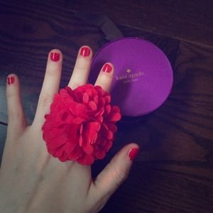 Authentic Kate Spade Red Flower Ring With Box