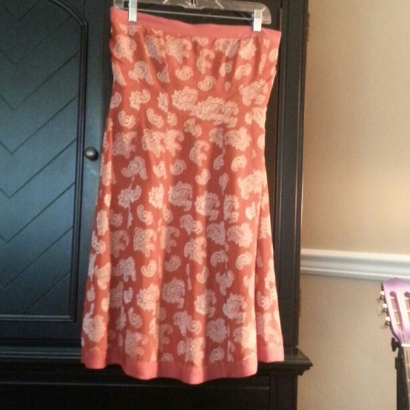 strapless silk and rayon  paisley print dress