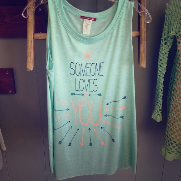 Aqua someone loves you tank! mANY SIZES!