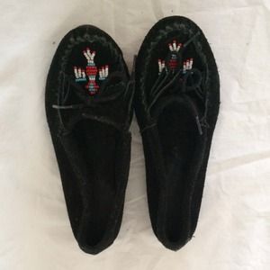 Suede black kick on/off moccasins - 7.5