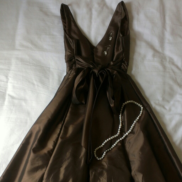 ☆HP☆David's Bridal Brown Cocktail/Bridesmaid Dress - Picture 2 of 3