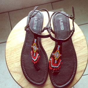 Cute brown beaded sandals