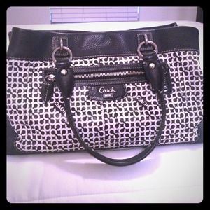 black and white Coach purse - perfect condition