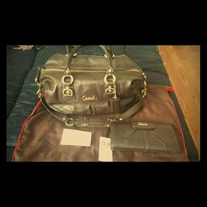 SOLDCoach brown Ashley satchel and matching wallet