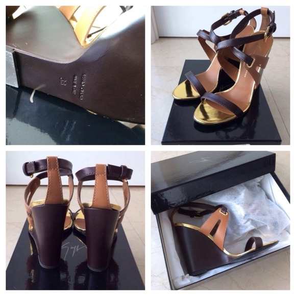 SOLD Guiseppe Zanotti Size 8 - Leather Brown Gold