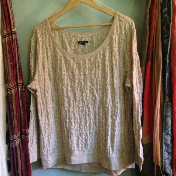 Cream lace oversized AE sweater