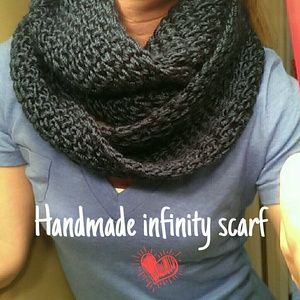 Navy infinity scarf, crocheted by ME! New!
