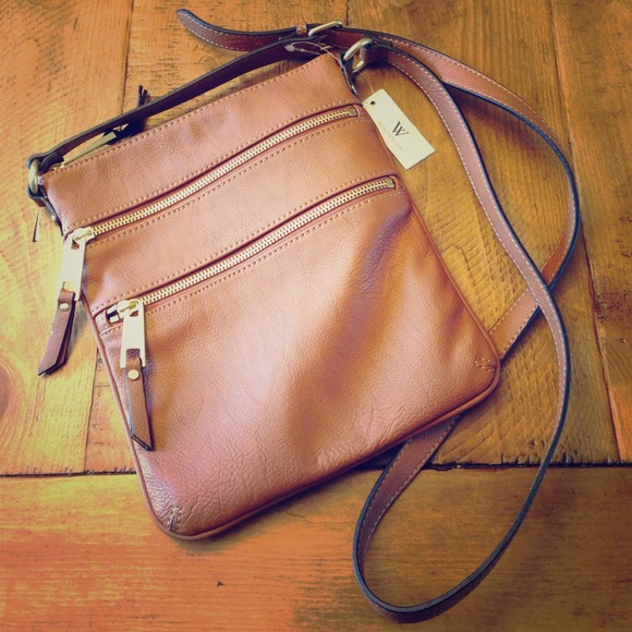 Brown Faux Leather Crossbody