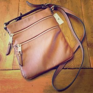 Brown Faux Leather Crossbody