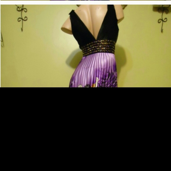 Long dress pleated V style front and back - Picture 2 of 3