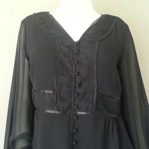 NINE WEST PETITE BLOUSE 14P LACE AND CHIFFON