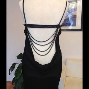 Pleather accent sexy backless chain gown