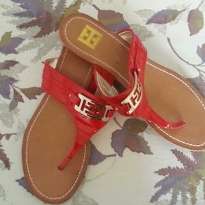 Red sandals...Tommy Hilfiger