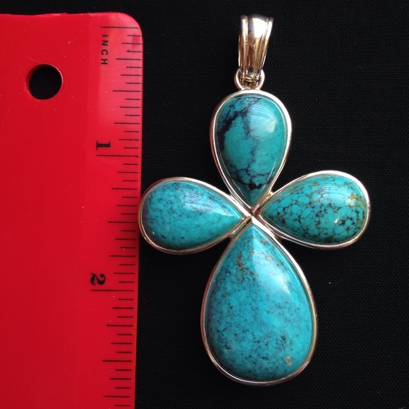 Sterling Silver Turquoise & Lapis cross pendant - Picture 1 of 4